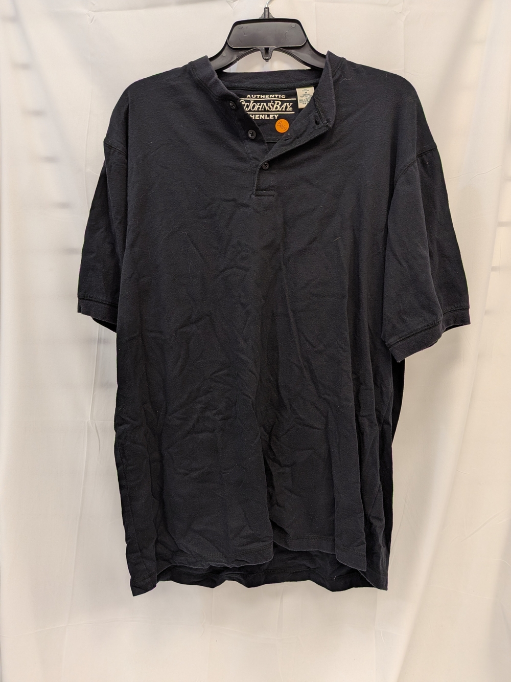 St. John's Bay Black Short-Sleeve Henley Polo